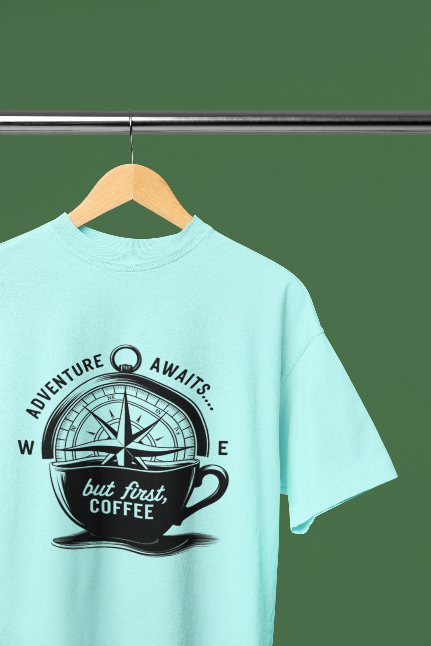 Adventure Awaits But First Coffee Half Sleeve Tshirt