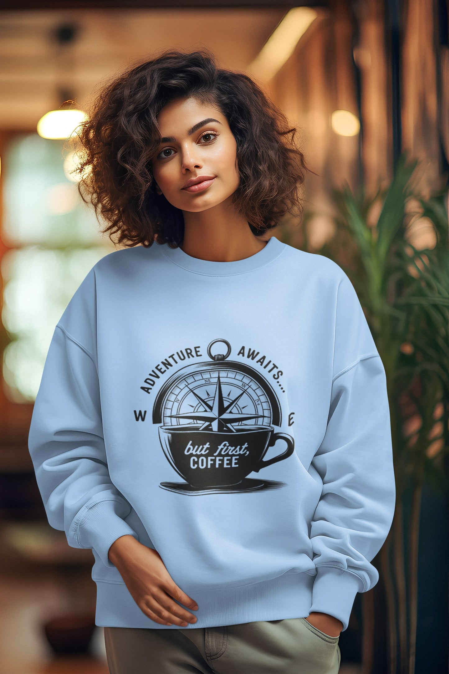 Adventure Awaits But First Coffee Unisex Sweatshirt