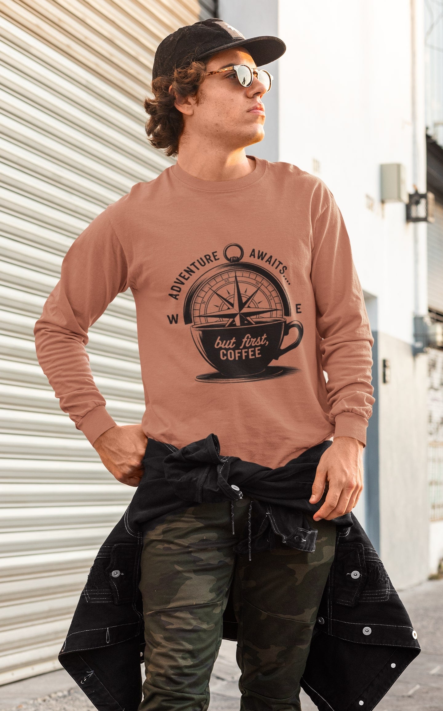Adventure Awaits But First Coffee Unisex Sweatshirt