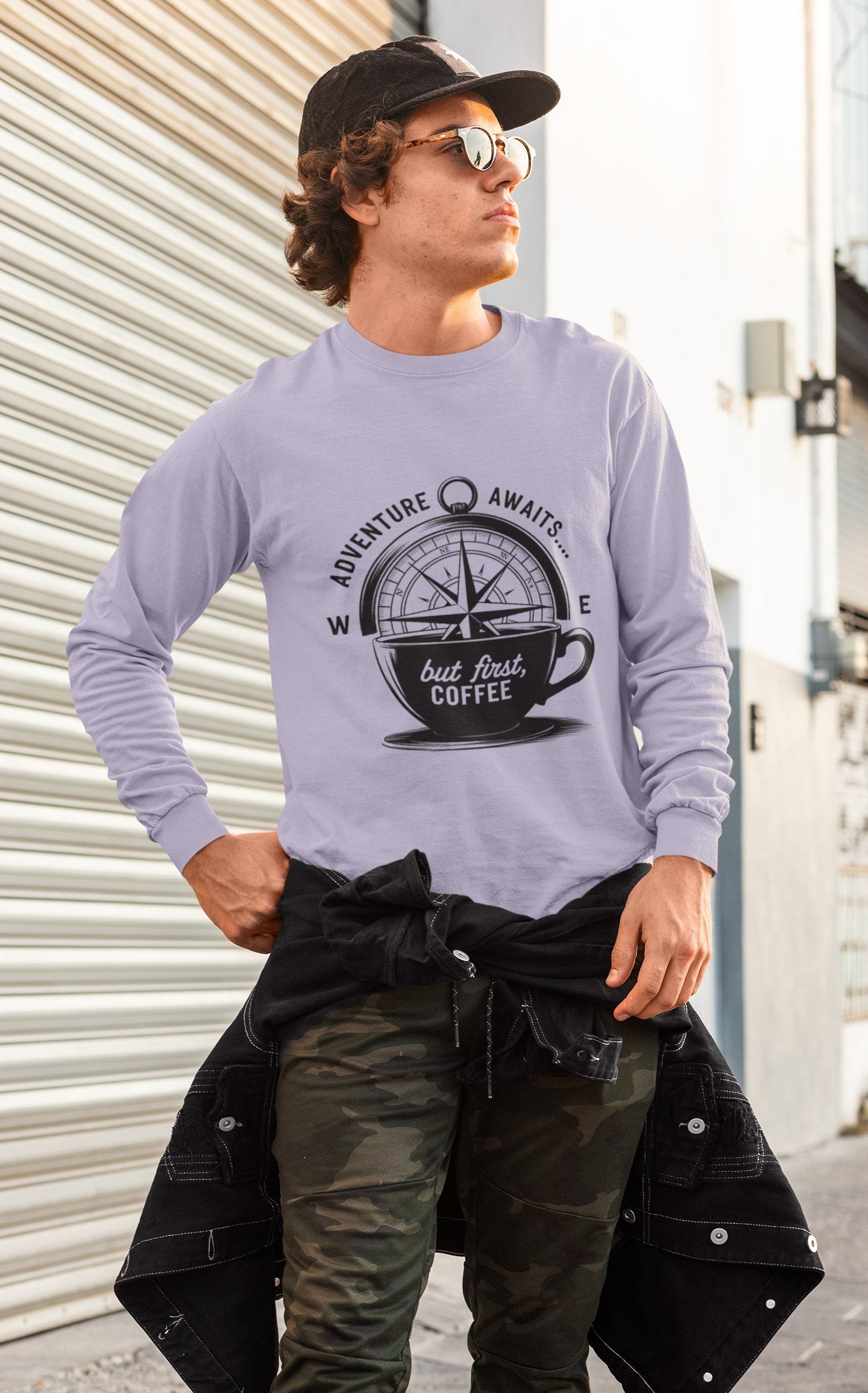 Adventure Awaits But First Coffee Unisex Sweatshirt