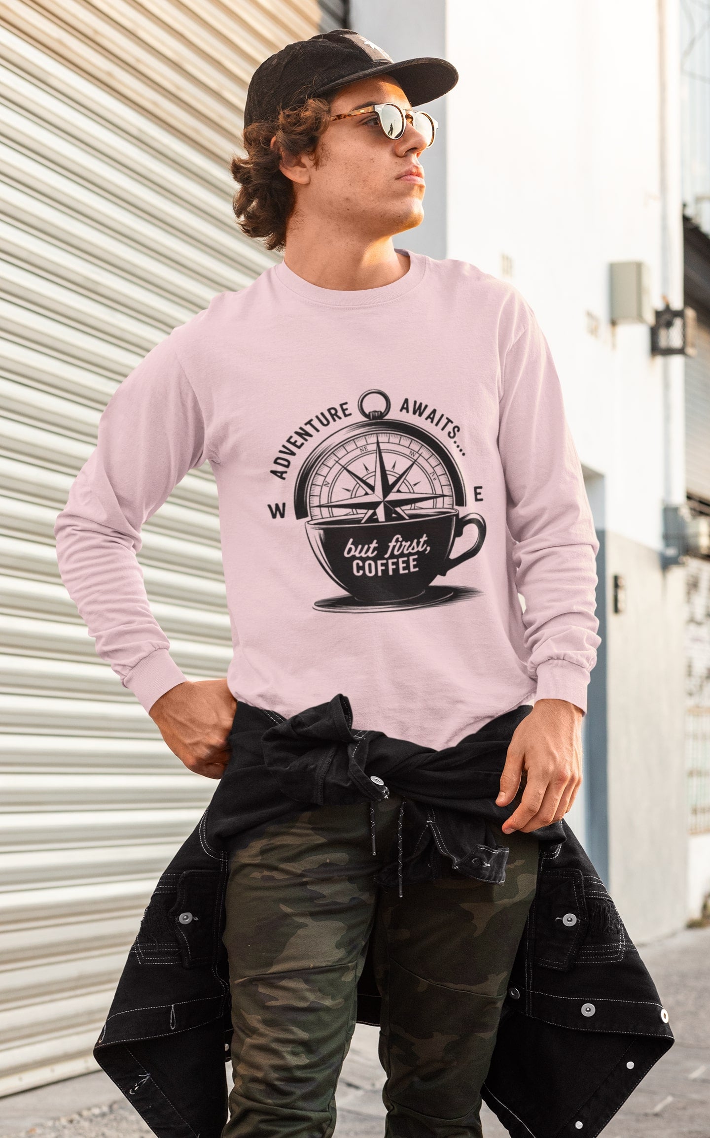 Adventure Awaits But First Coffee Unisex Sweatshirt