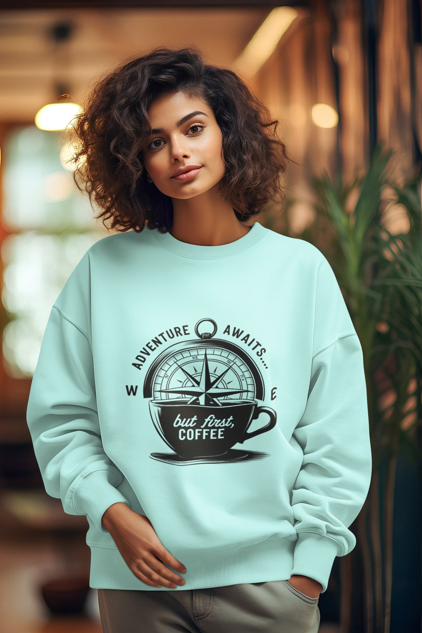 Adventure Awaits But First Coffee Unisex Sweatshirt