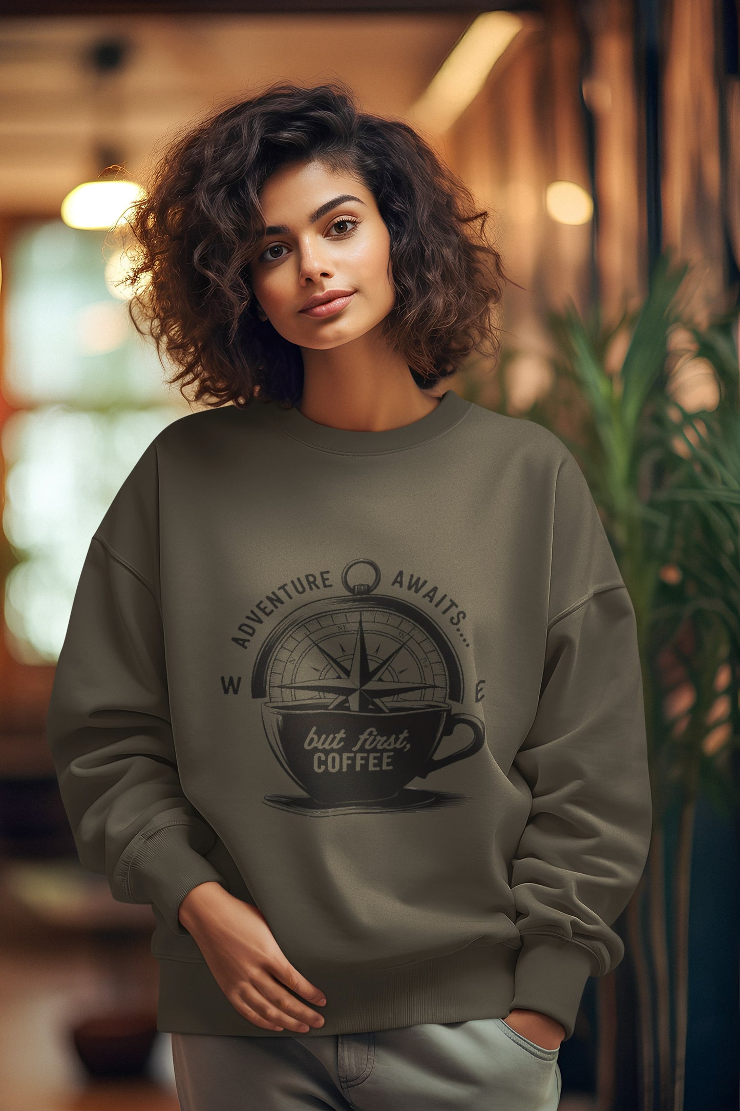 Adventure Awaits But First Coffee Unisex Sweatshirt