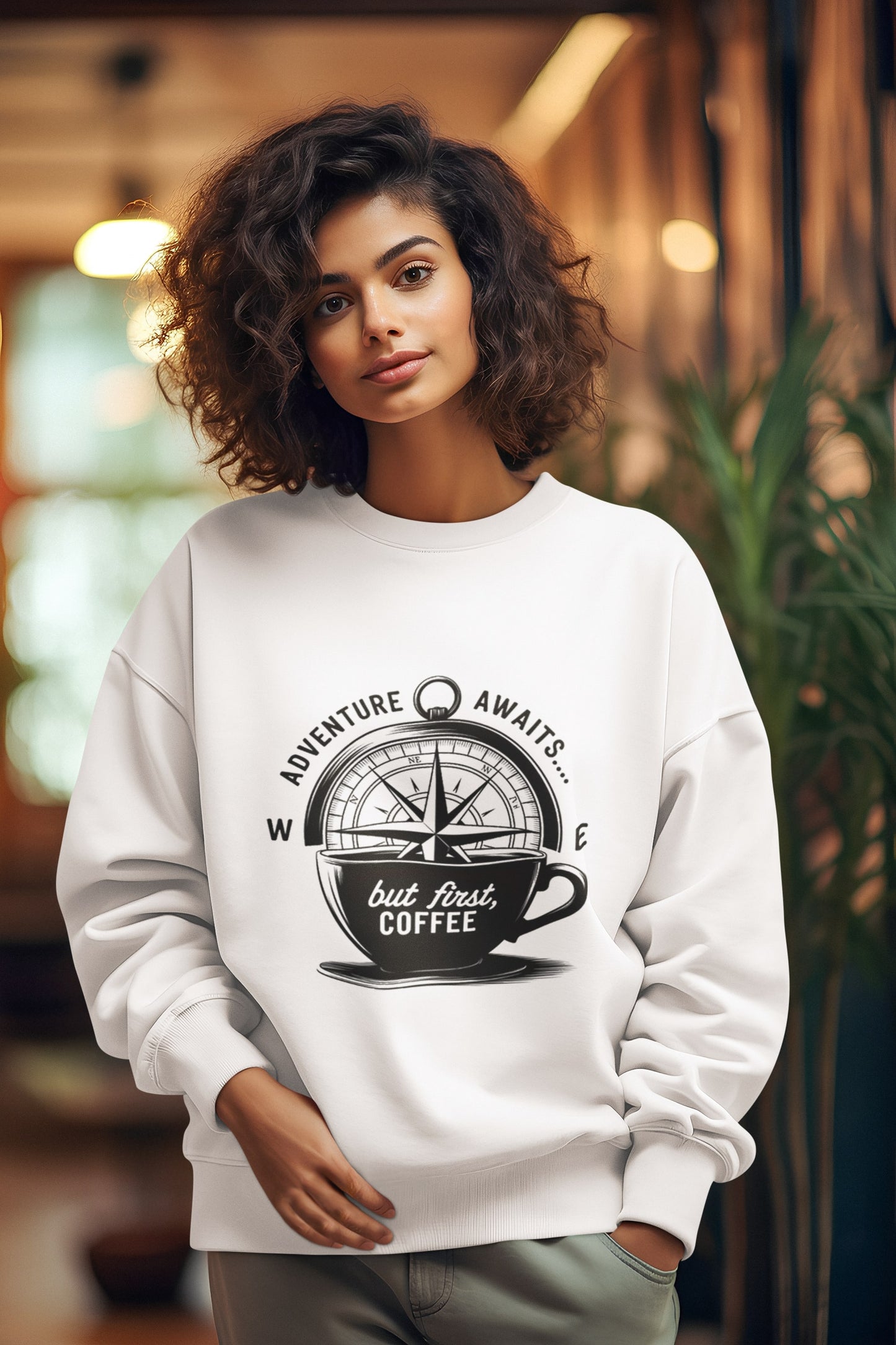 Adventure Awaits But First Coffee Unisex Sweatshirt