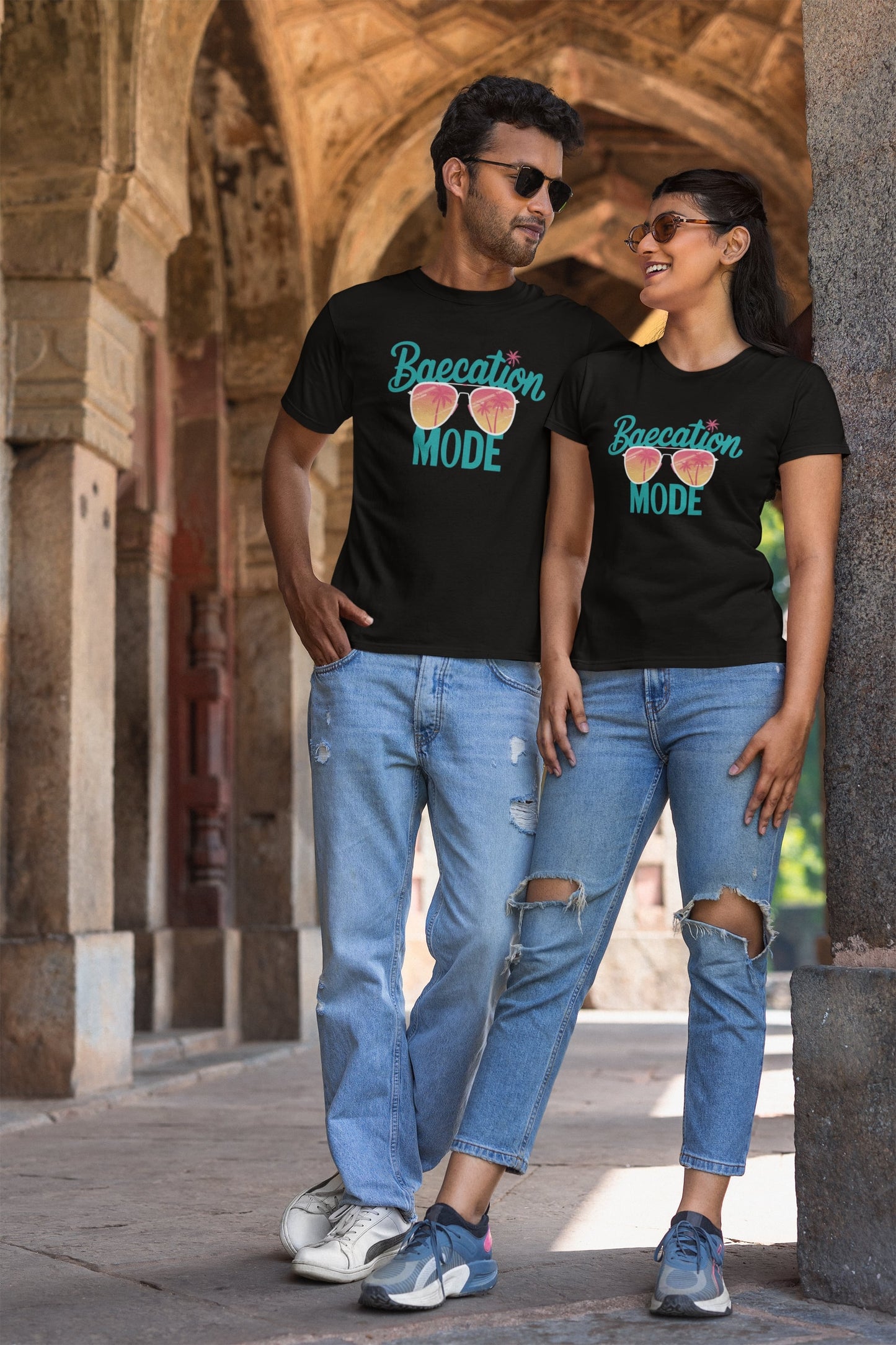 Baecation Mode Classic Round Neck Half Sleeve T-shirt