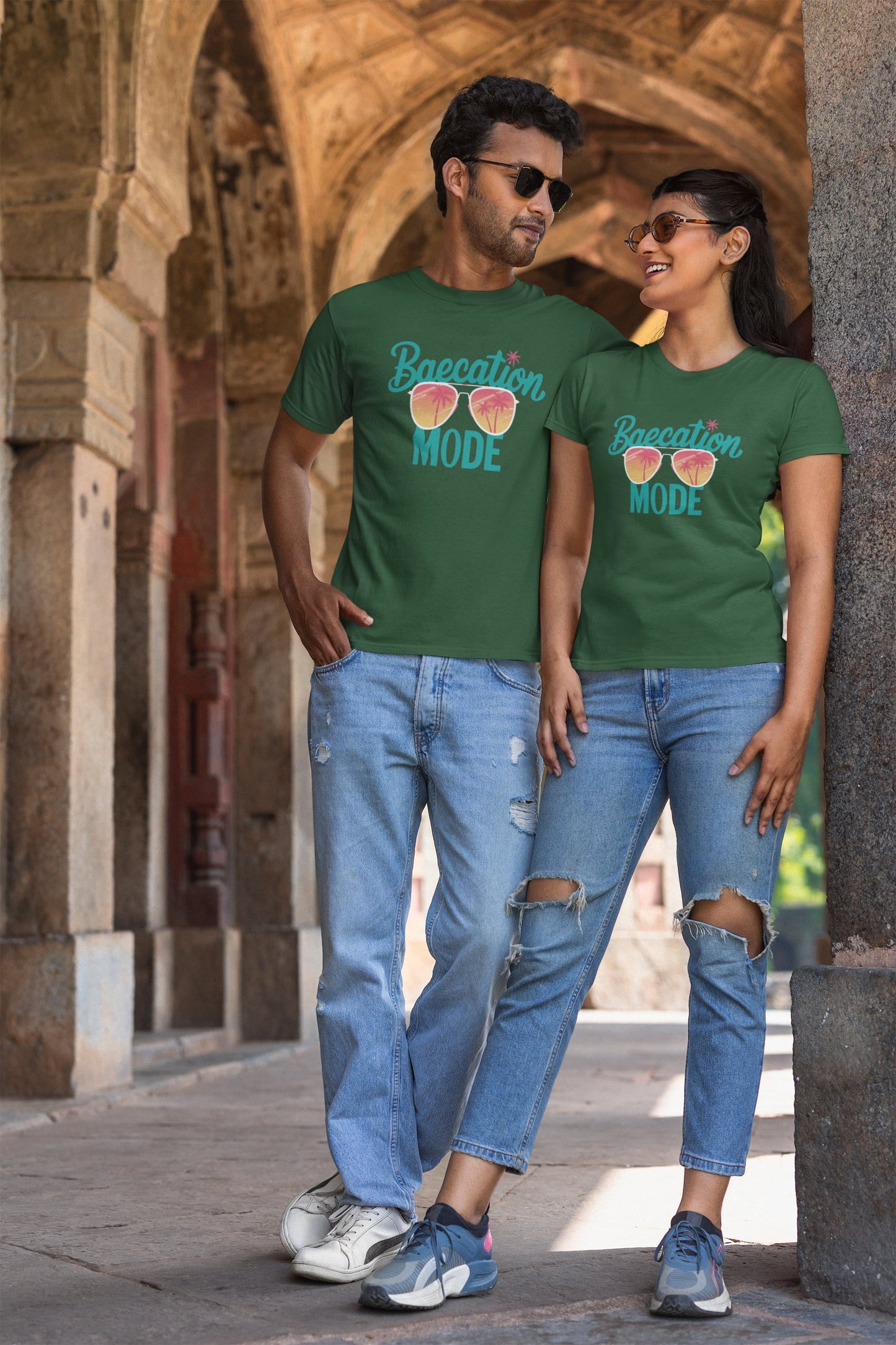 Baecation Mode Classic Round Neck Half Sleeve T-shirt