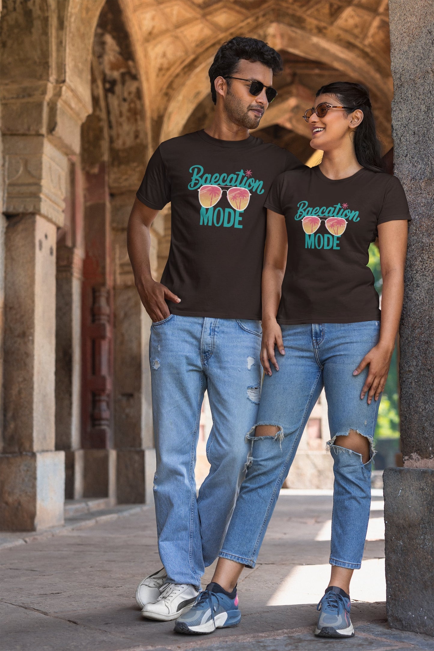 Baecation Mode Classic Round Neck Half Sleeve T-shirt