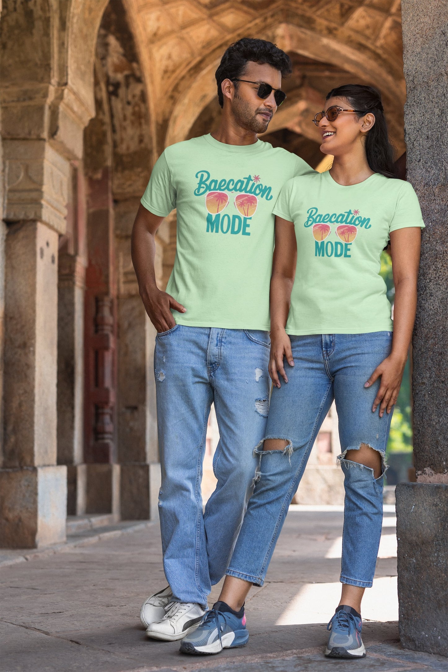 Baecation Mode Classic Round Neck Half Sleeve T-shirt