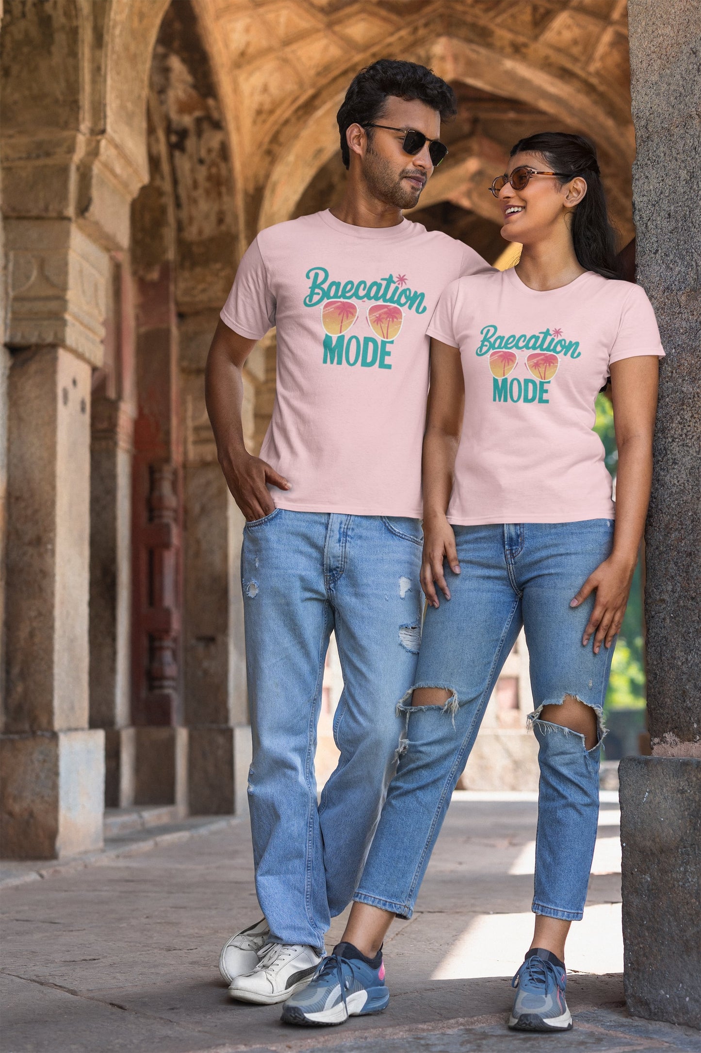 Baecation Mode Classic Round Neck Half Sleeve T-shirt