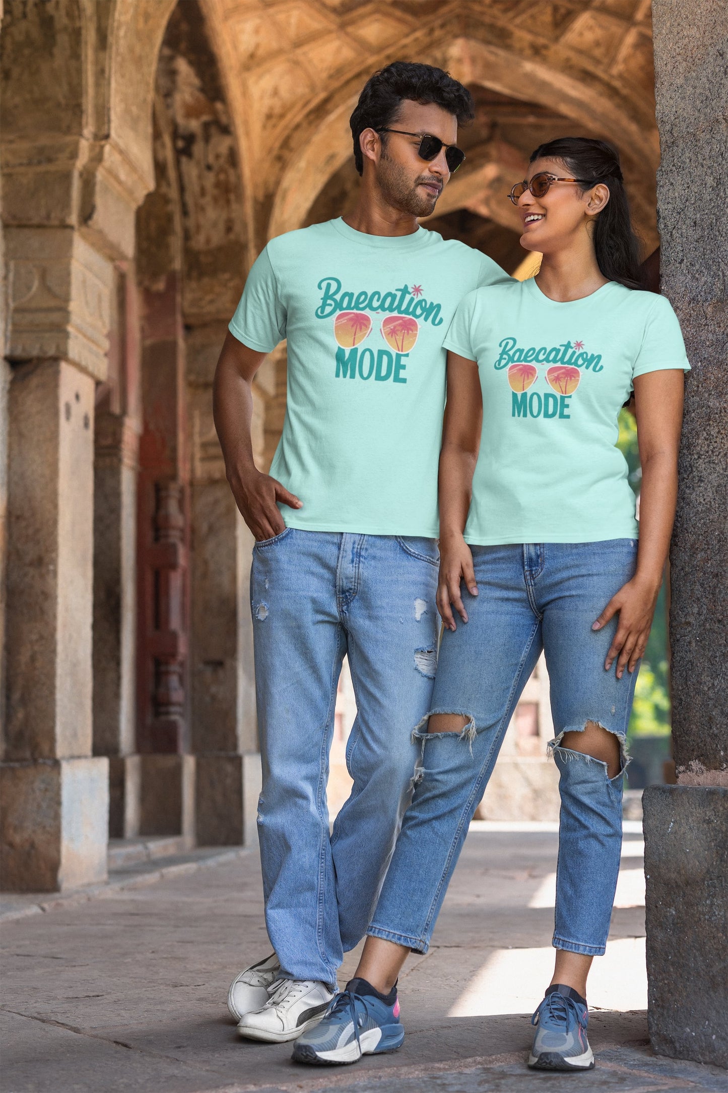 Baecation Mode Classic Round Neck Half Sleeve T-shirt