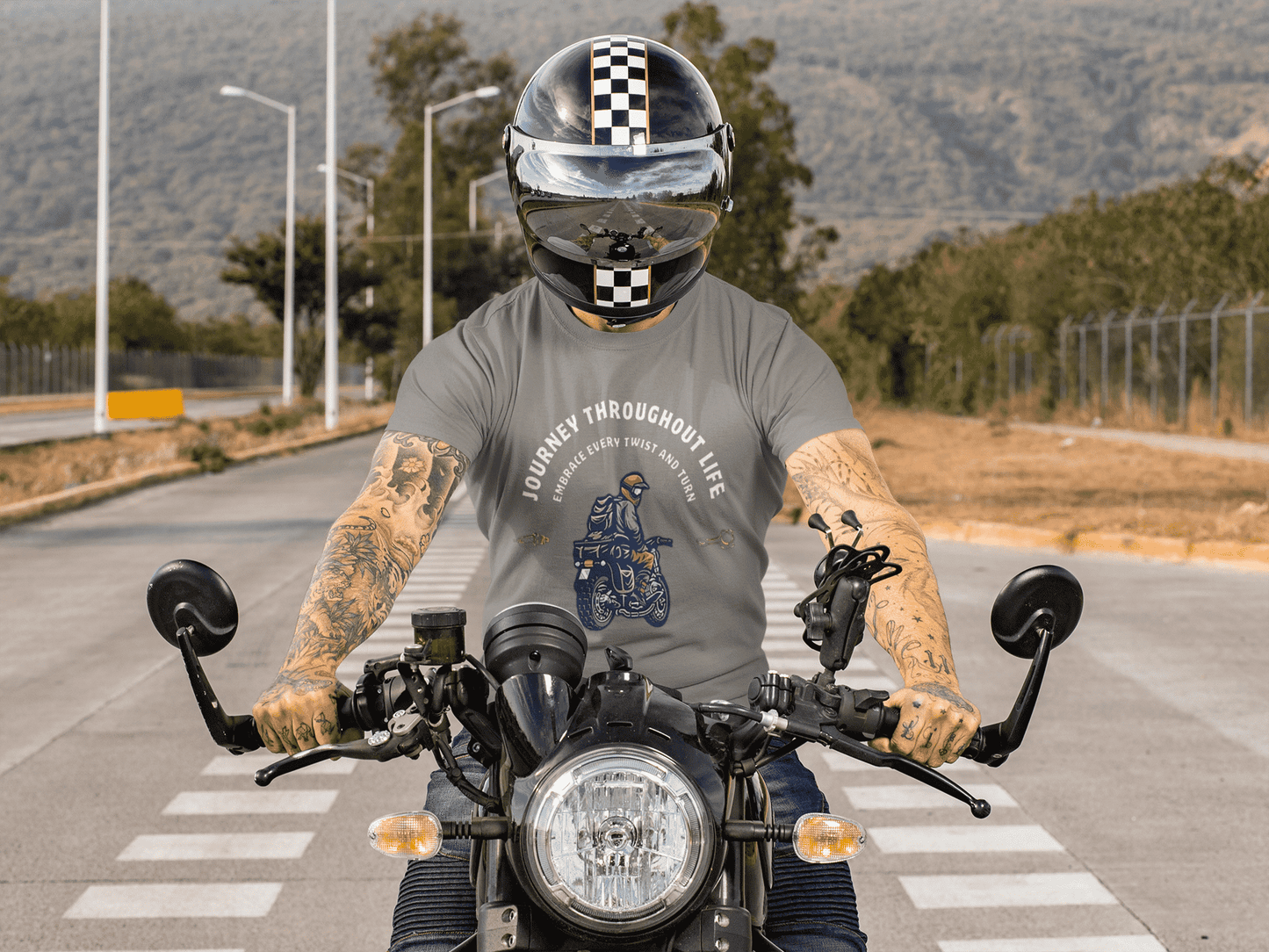 Journey Throughout Life Round Neck Bike T-shirt For Men