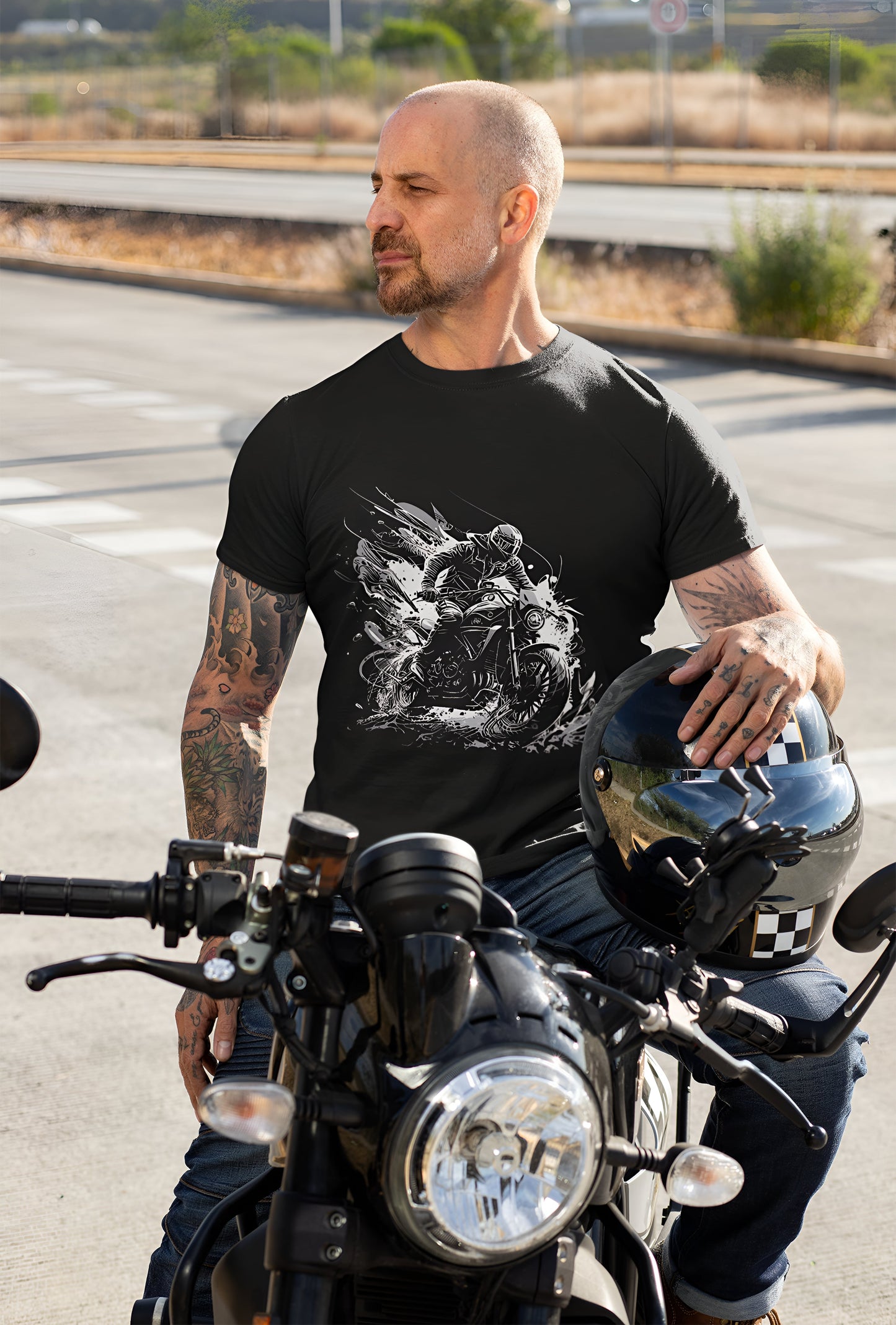 Classic Bike Rider Round Neck Half sleeve T-shirt
