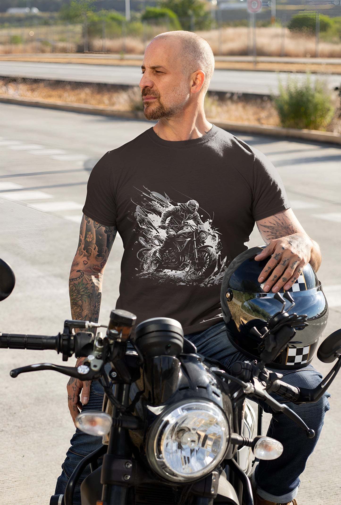 Classic Bike Rider Round Neck Half sleeve T-shirt
