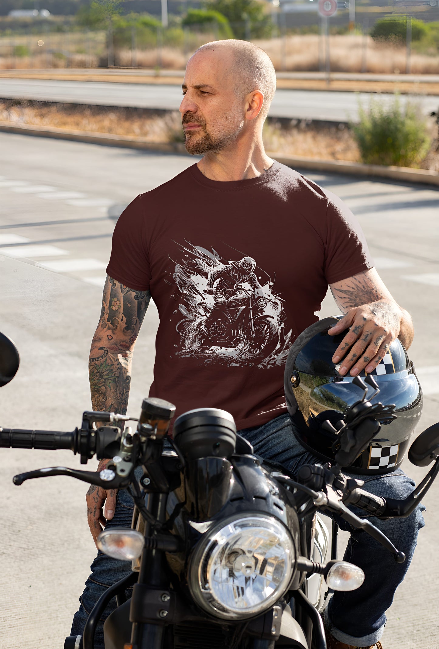 Classic Bike Rider Round Neck Half sleeve T-shirt