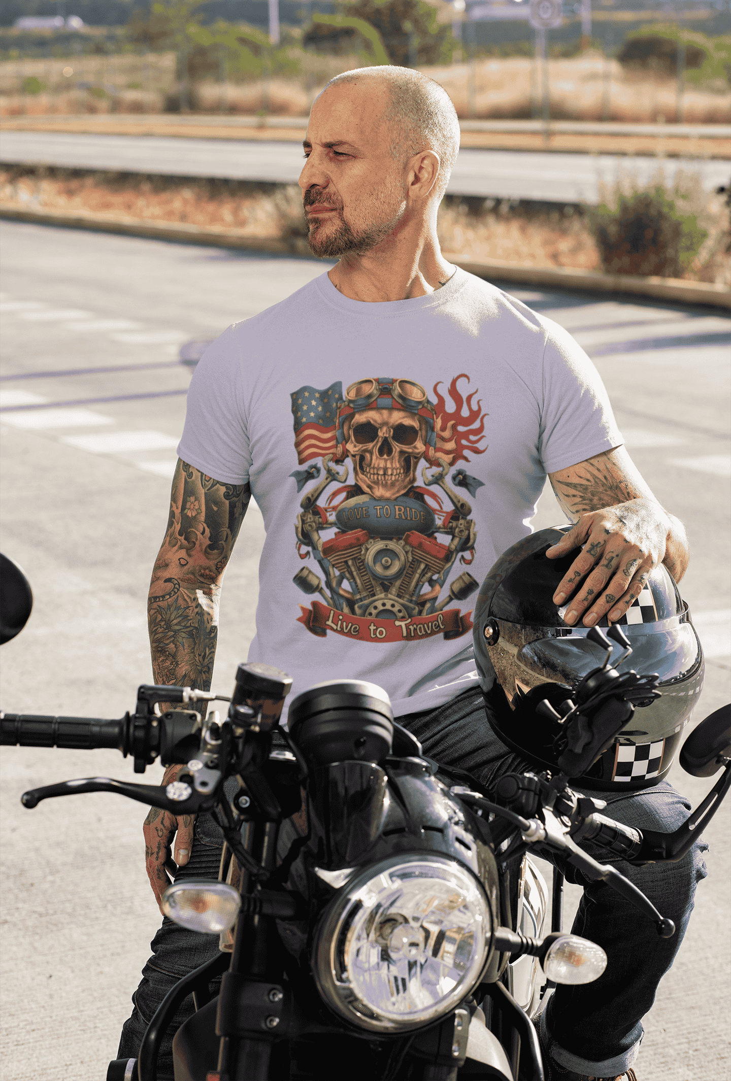 Love to ride Live to Travel Premium Cotton Stretch Biker T-shirt