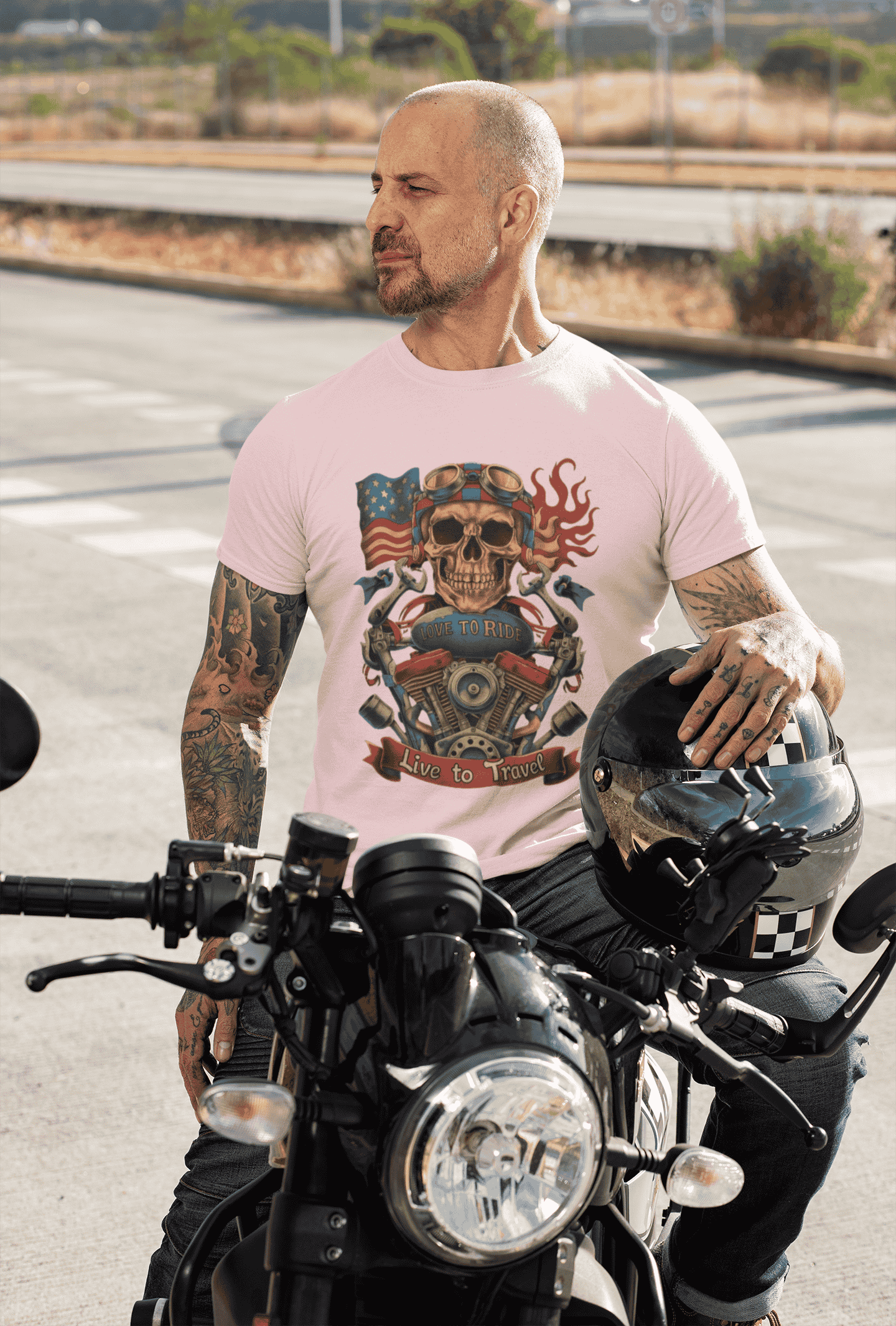 Love to ride Live to Travel Premium Cotton Stretch Biker T-shirt