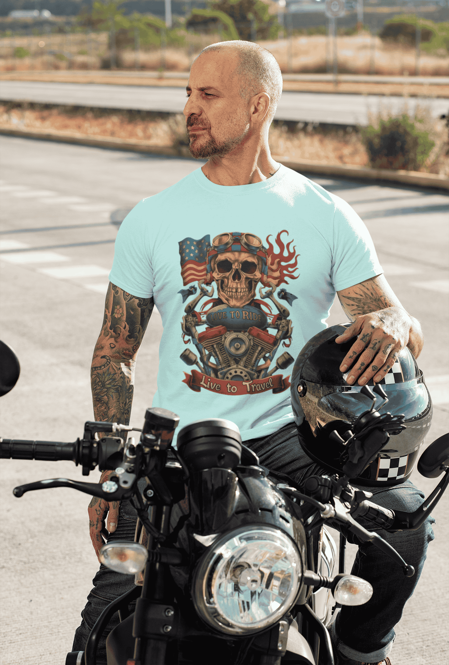 Love to ride Live to Travel Premium Cotton Stretch Biker T-shirt