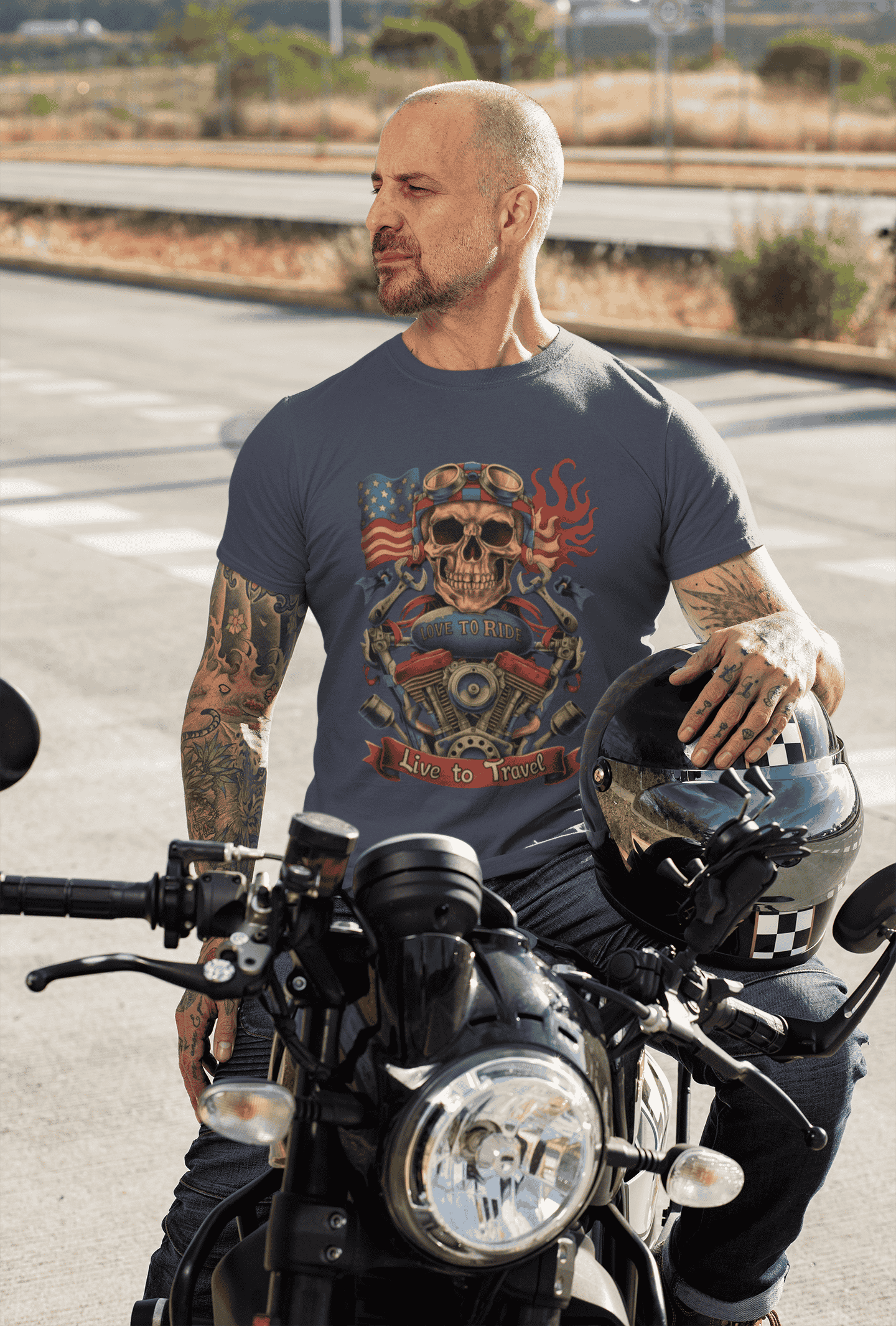 Love to ride Live to Travel Premium Cotton Stretch Biker T-shirt