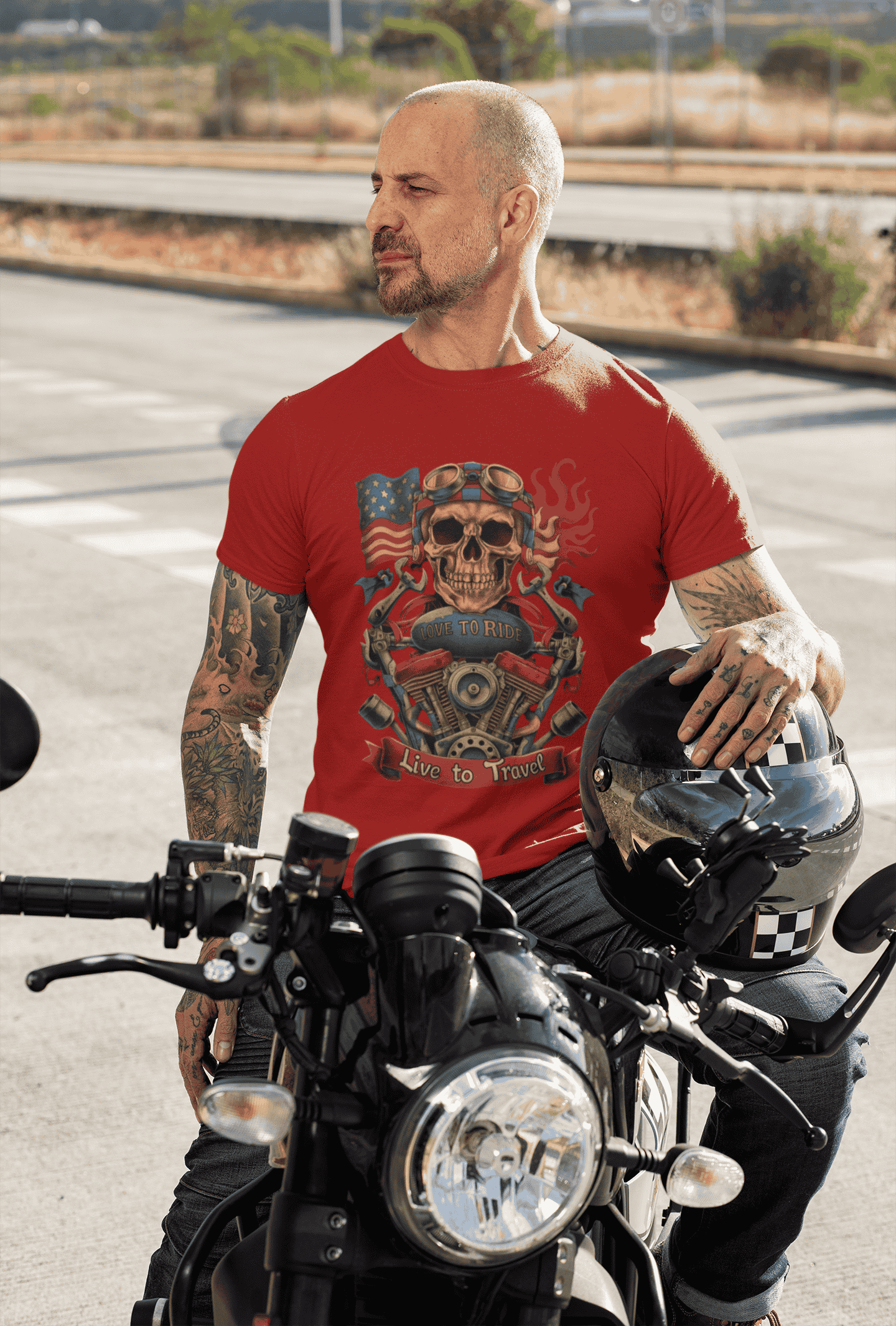 Love to ride Live to Travel Premium Cotton Stretch Biker T-shirt