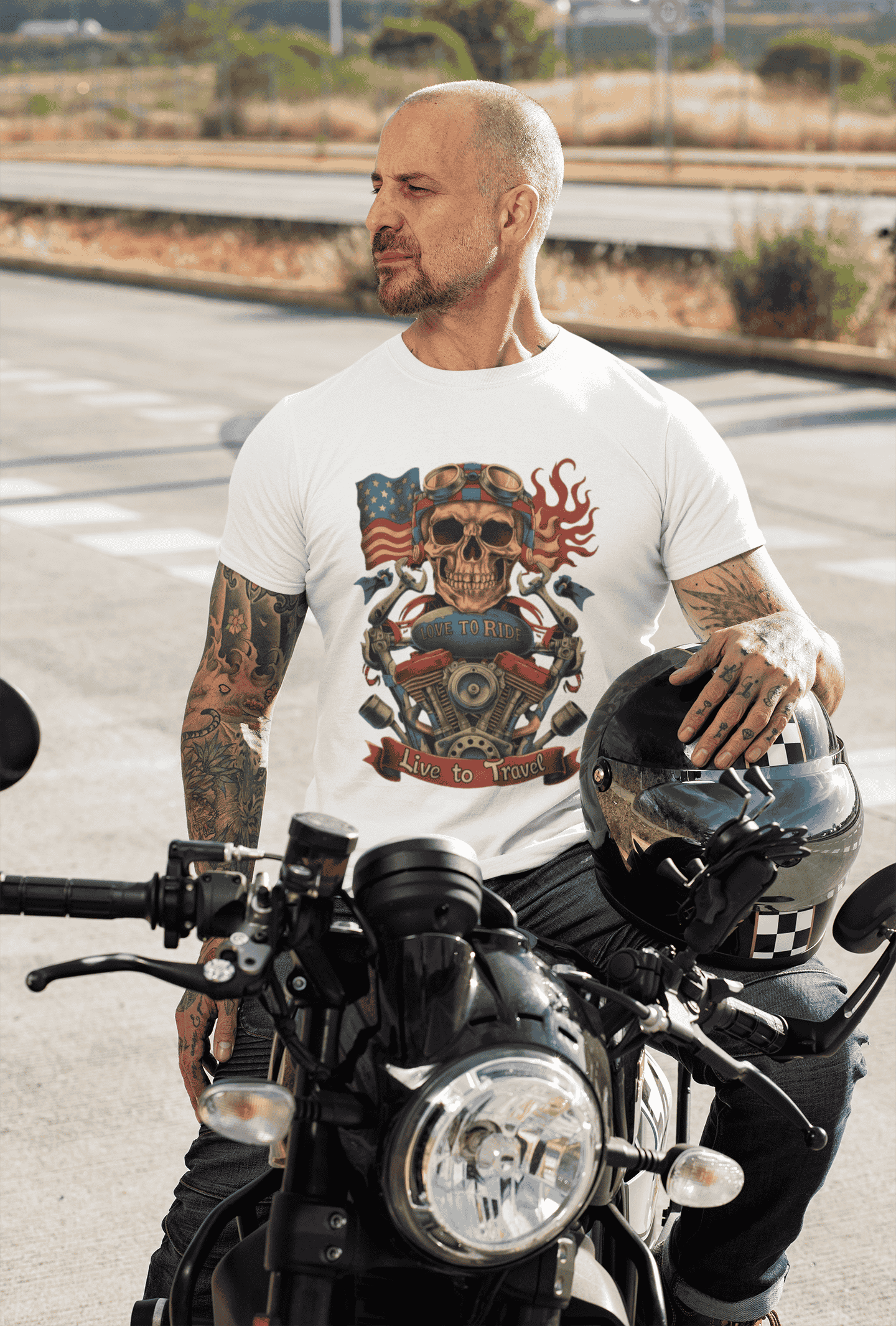 Love to ride Live to Travel Premium Cotton Stretch Biker T-shirt
