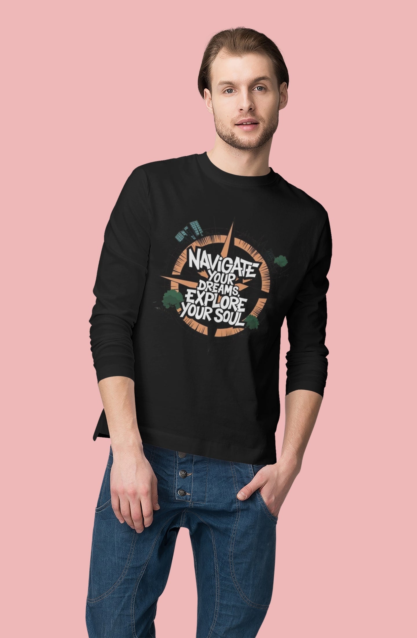 Navigate your dreams Explore your Soul Full Sleeve T-shirt