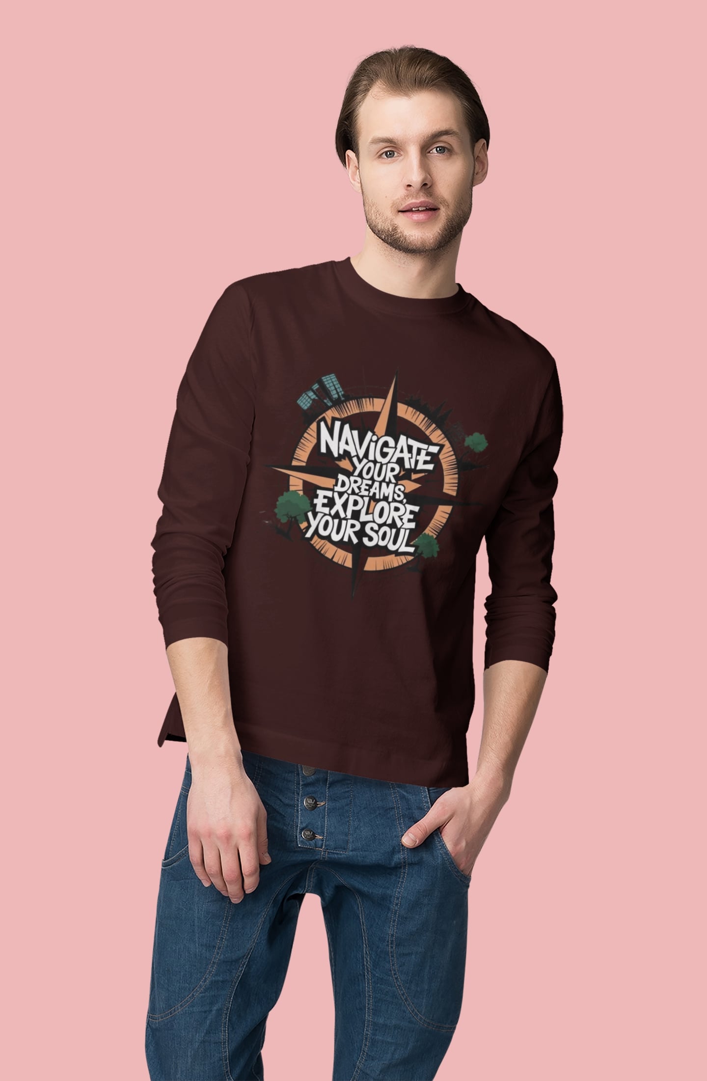 Navigate your dreams Explore your Soul Full Sleeve T-shirt