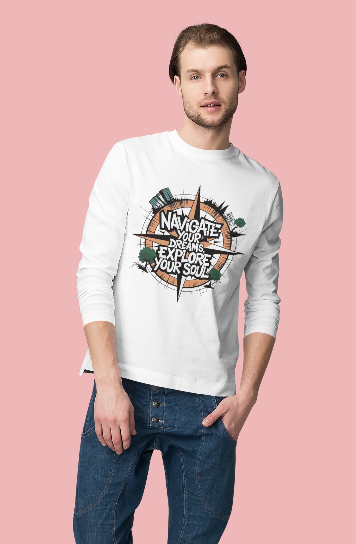 Navigate your dreams Explore your Soul Full Sleeve T-shirt