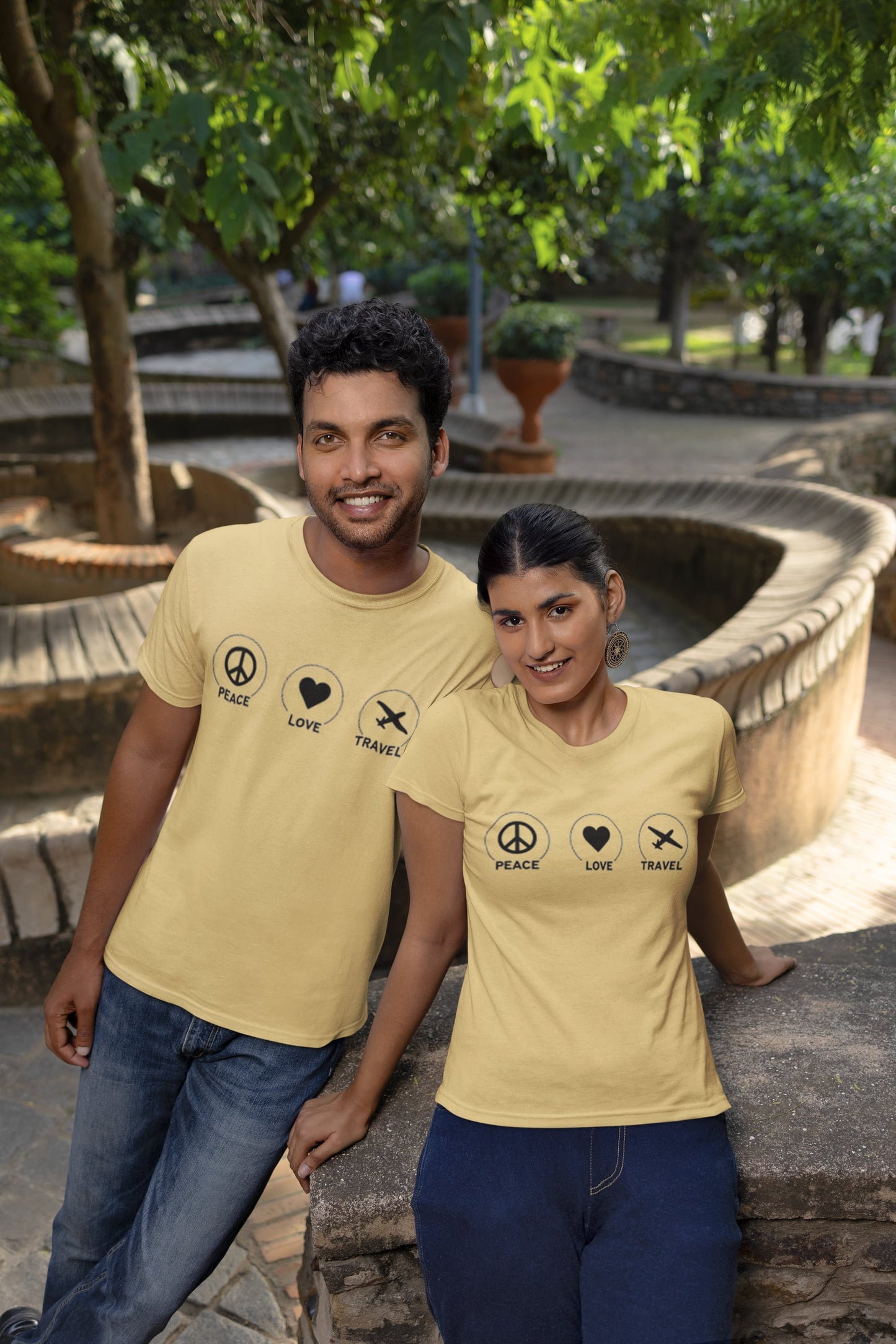 Peace Love Travel Round Neck Classic T-shirt