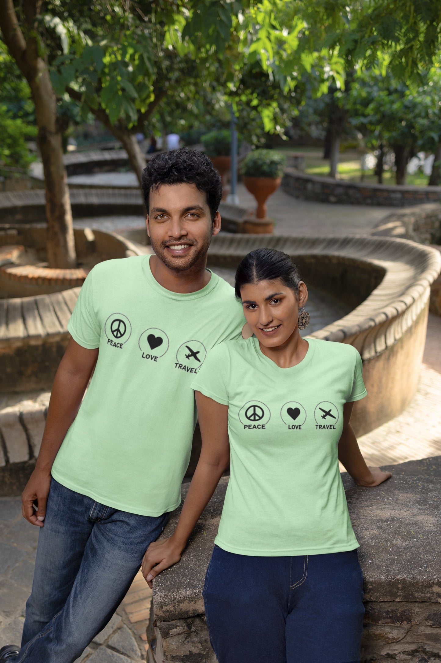 Peace Love Travel Round Neck Classic T-shirt