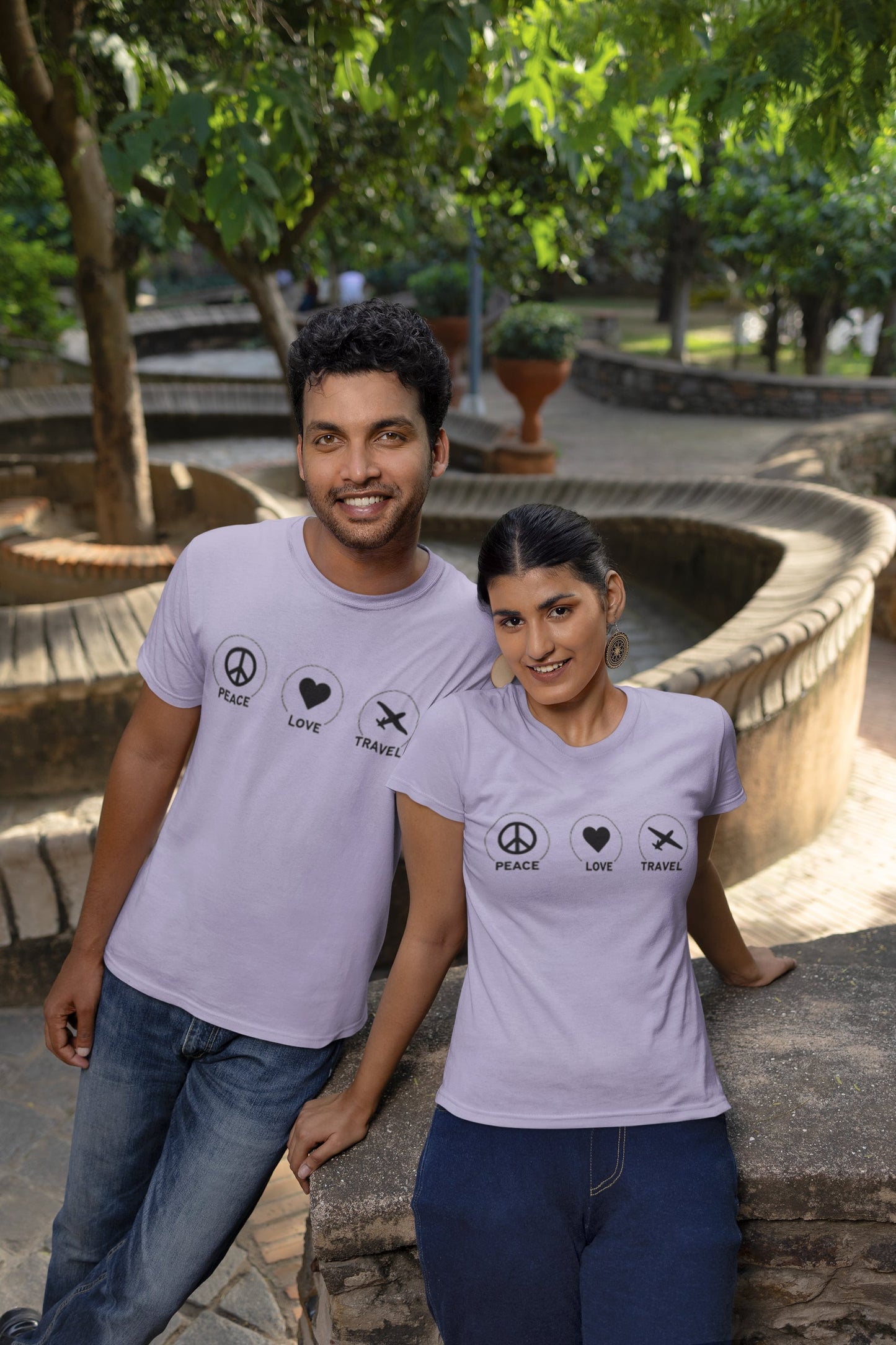 Peace Love Travel Round Neck Classic T-shirt
