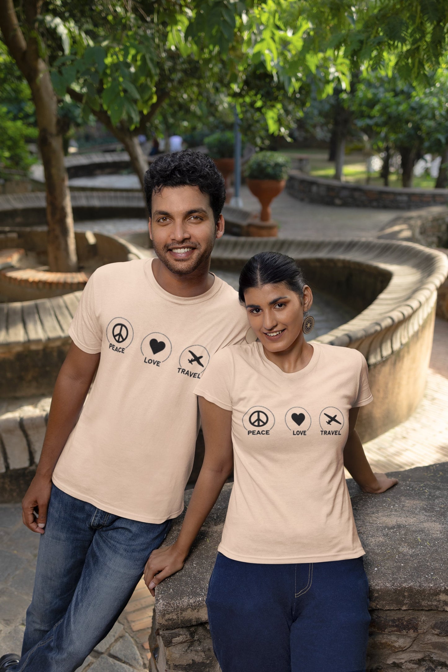 Peace Love Travel Round Neck Classic T-shirt