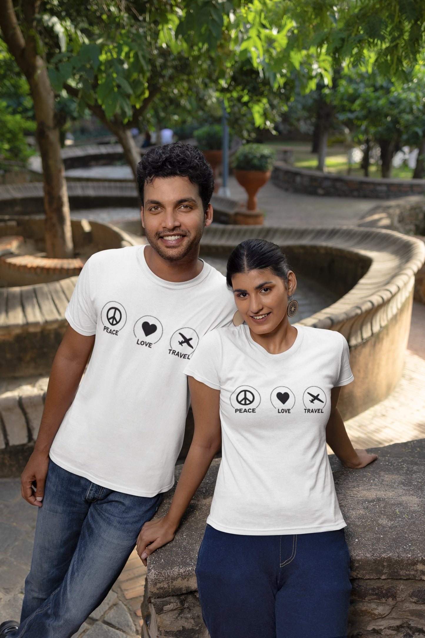 Peace Love Travel Round Neck Classic T-shirt