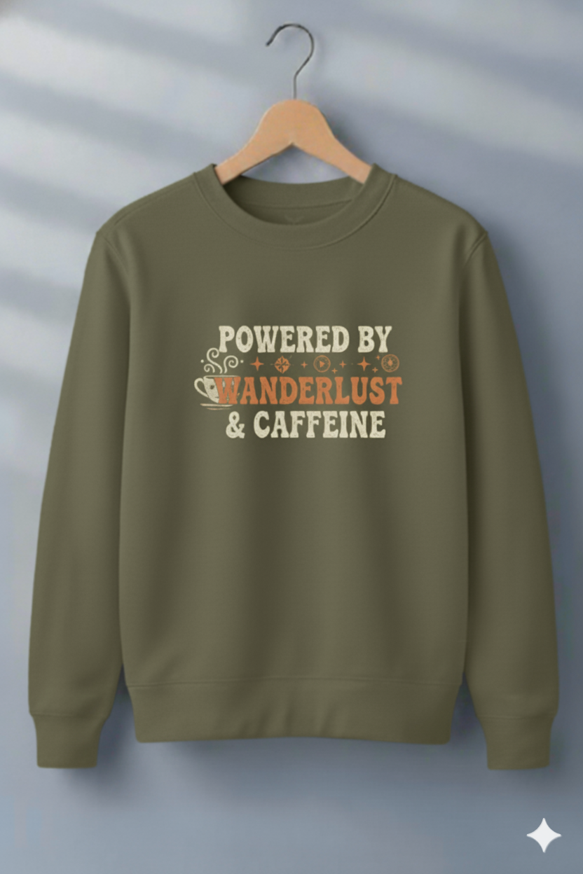 Powered by Wanderlust & Caffeine Unisex Sweatshirt