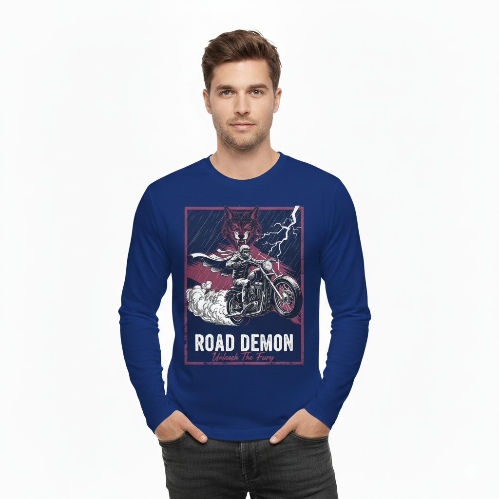 Road Demon Men's Full Sleeve Bike T-Shirt