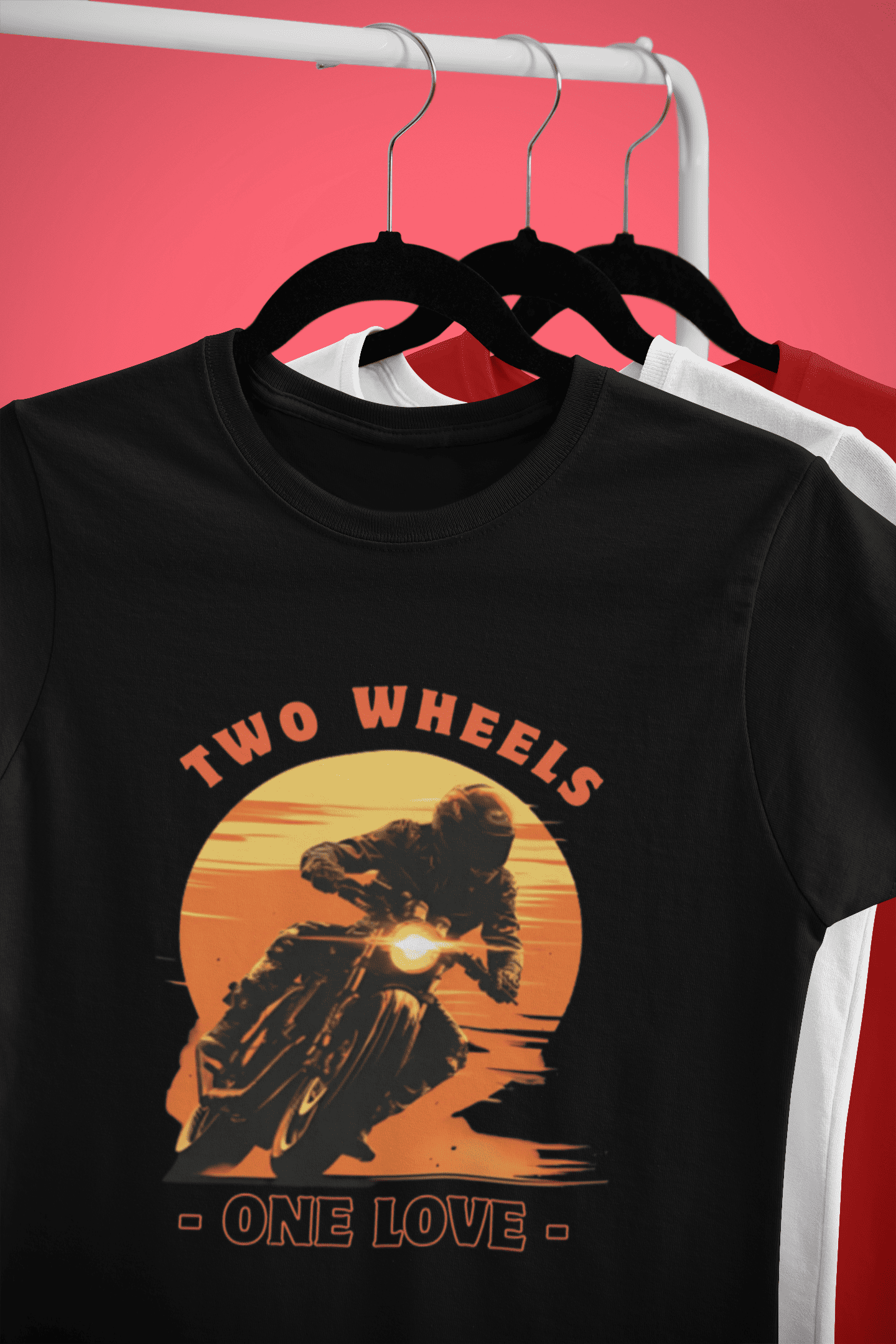 Two Wheels One Love Premium Cotton Stretch Biker T-shirt