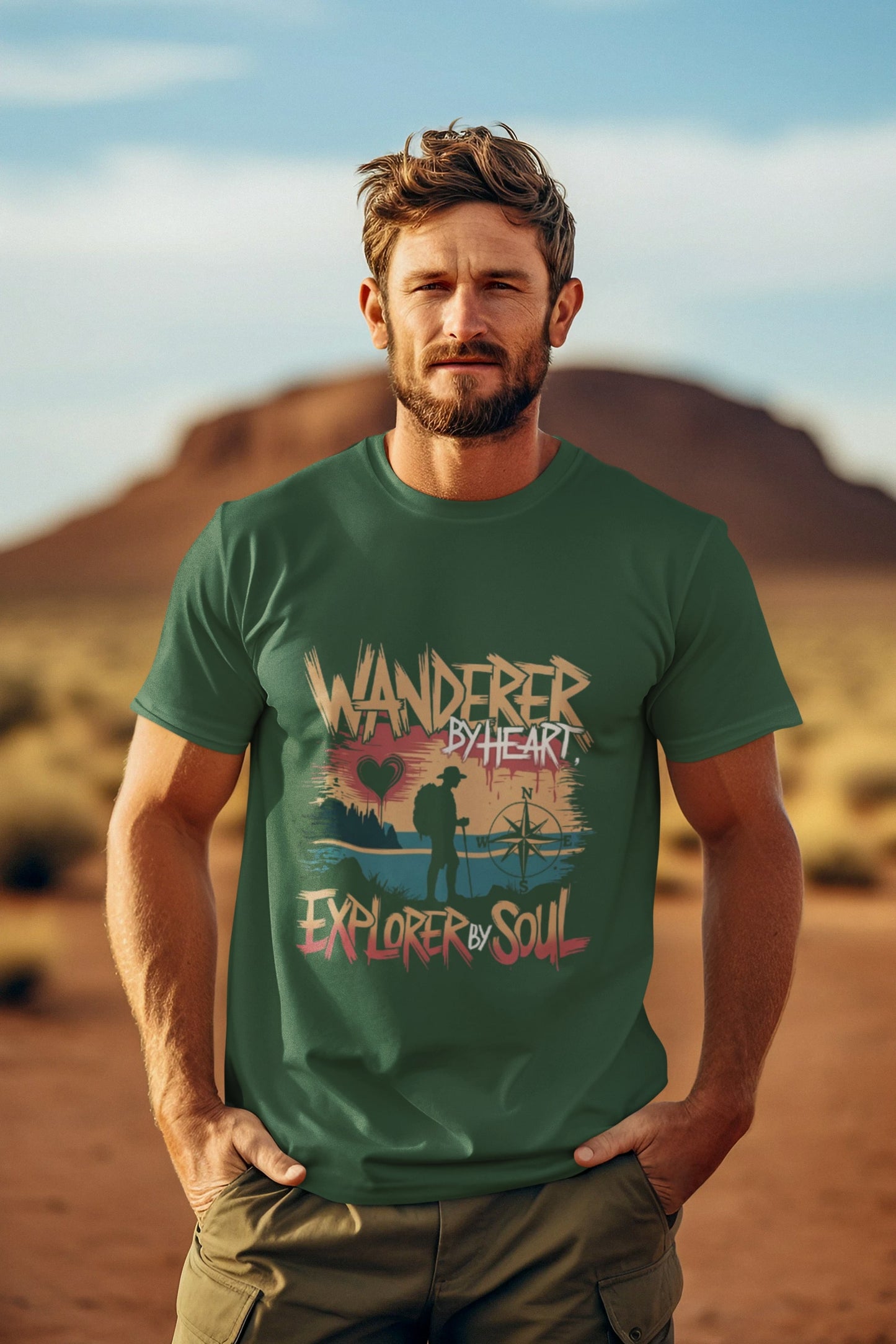 Wanderer by Heart Explorer By Soul Round Neck Half Sleeve Tshirt