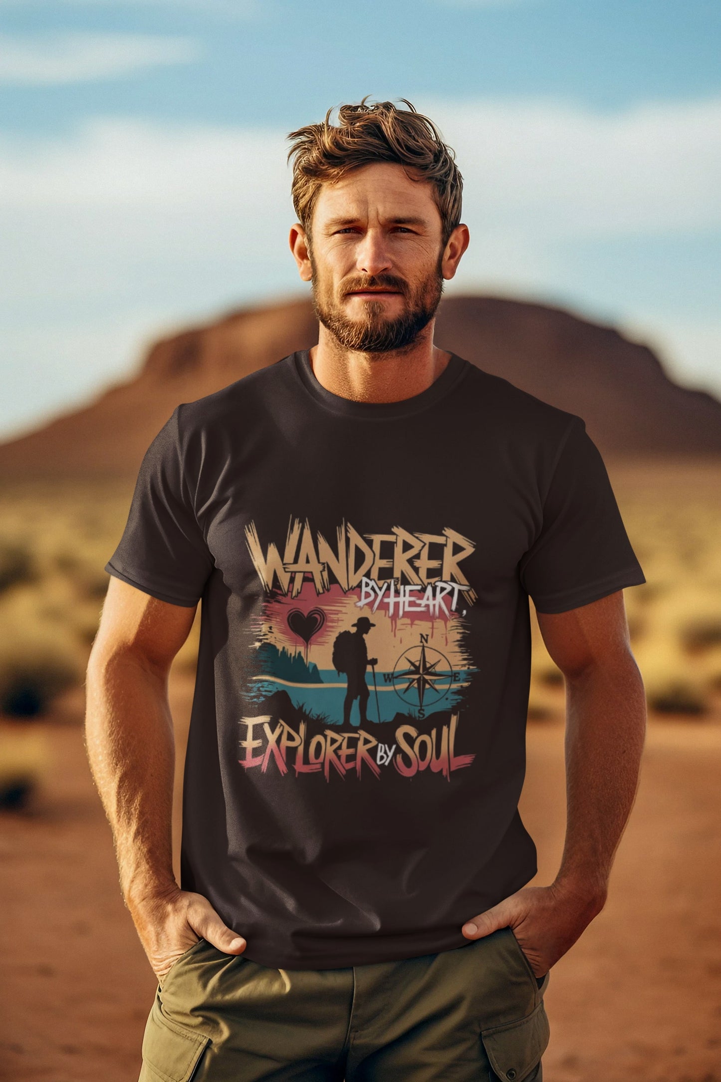 Wanderer by Heart Explorer By Soul Round Neck Half Sleeve Tshirt