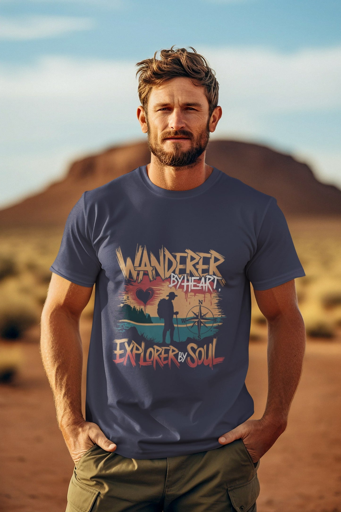 Wanderer by Heart Explorer By Soul Round Neck Half Sleeve Tshirt