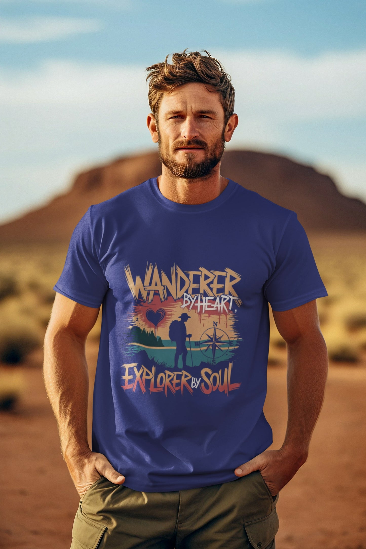 Wanderer by Heart Explorer By Soul Round Neck Half Sleeve Tshirt