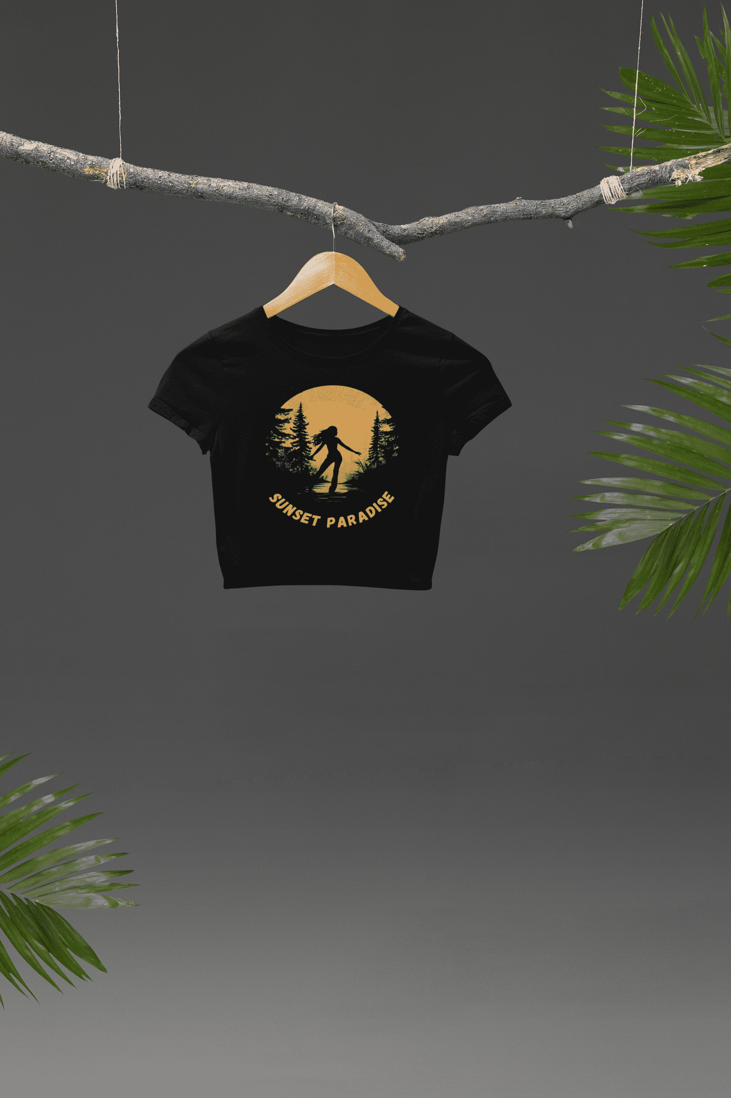 Sunset Paradise Round Neck Crop Top For Women