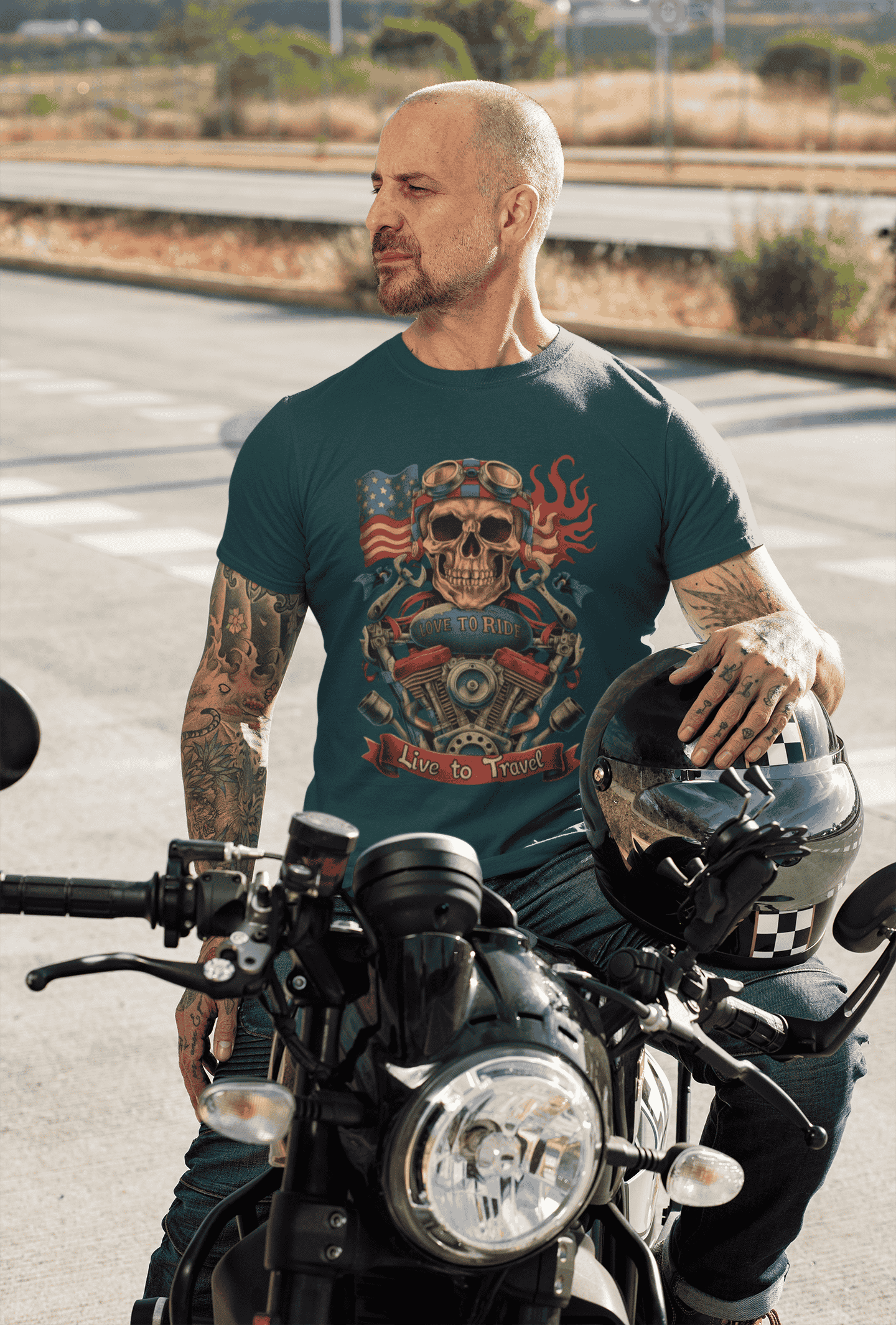 Love to ride Live to Travel Classic Biker T-Shirt