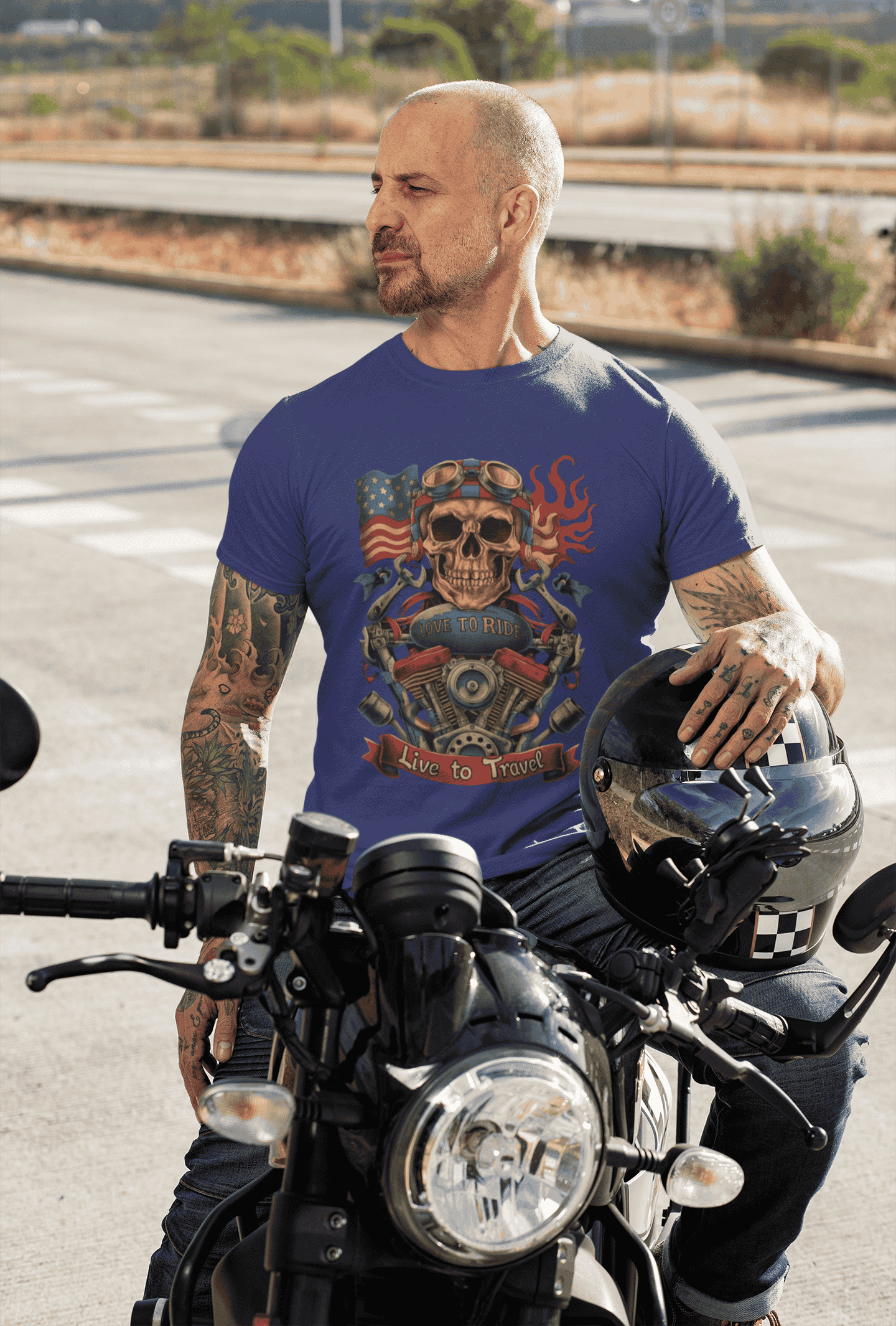 Love to ride Live to Travel Classic Biker T-Shirt