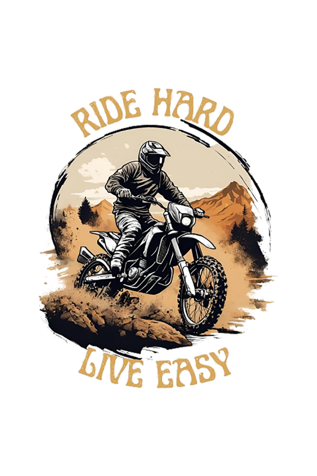 Ride Hard Live Easy Round Neck Bike T-shirt For Men