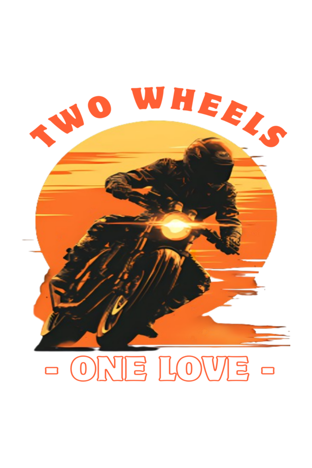 Two Wheels One Love Classic Round Neck Bike T-shirt for Men