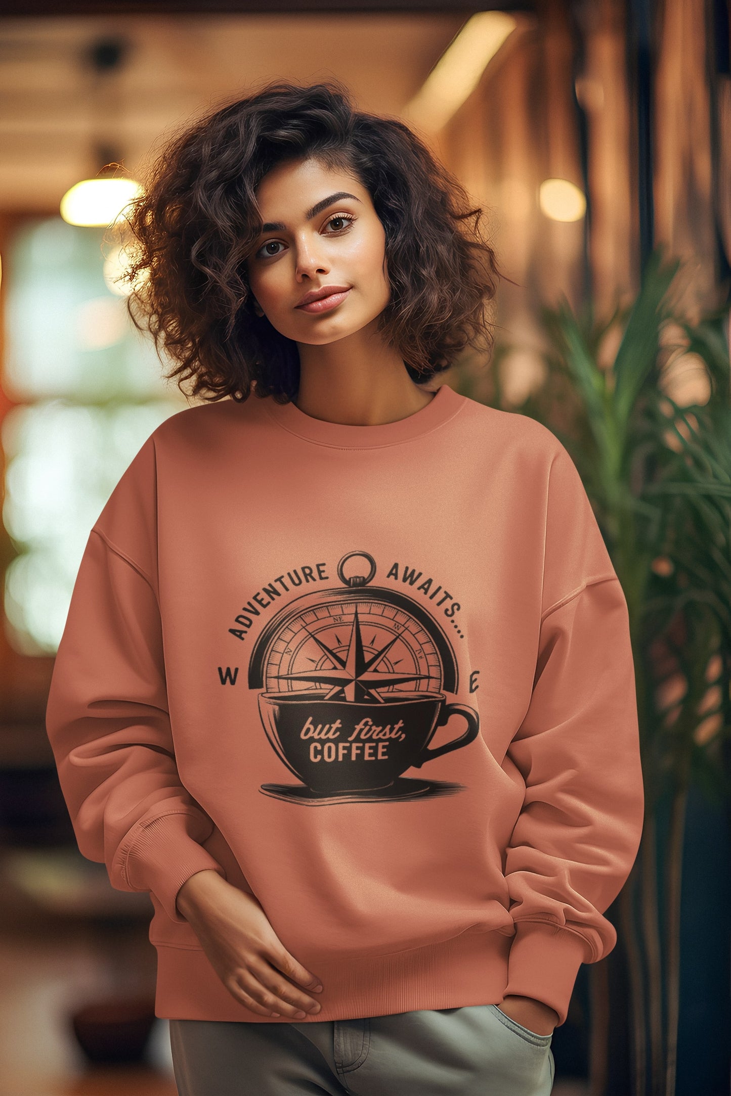 Adventure Awaits But First Coffee Unisex Sweatshirt