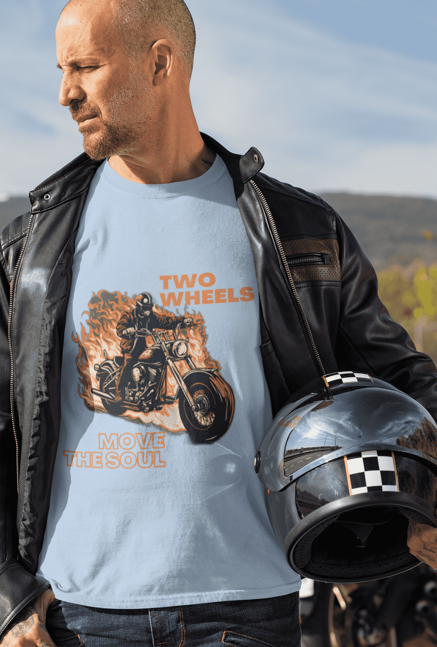 Two Wheels Move the Soul Round Neck Bike T-shirt For Men