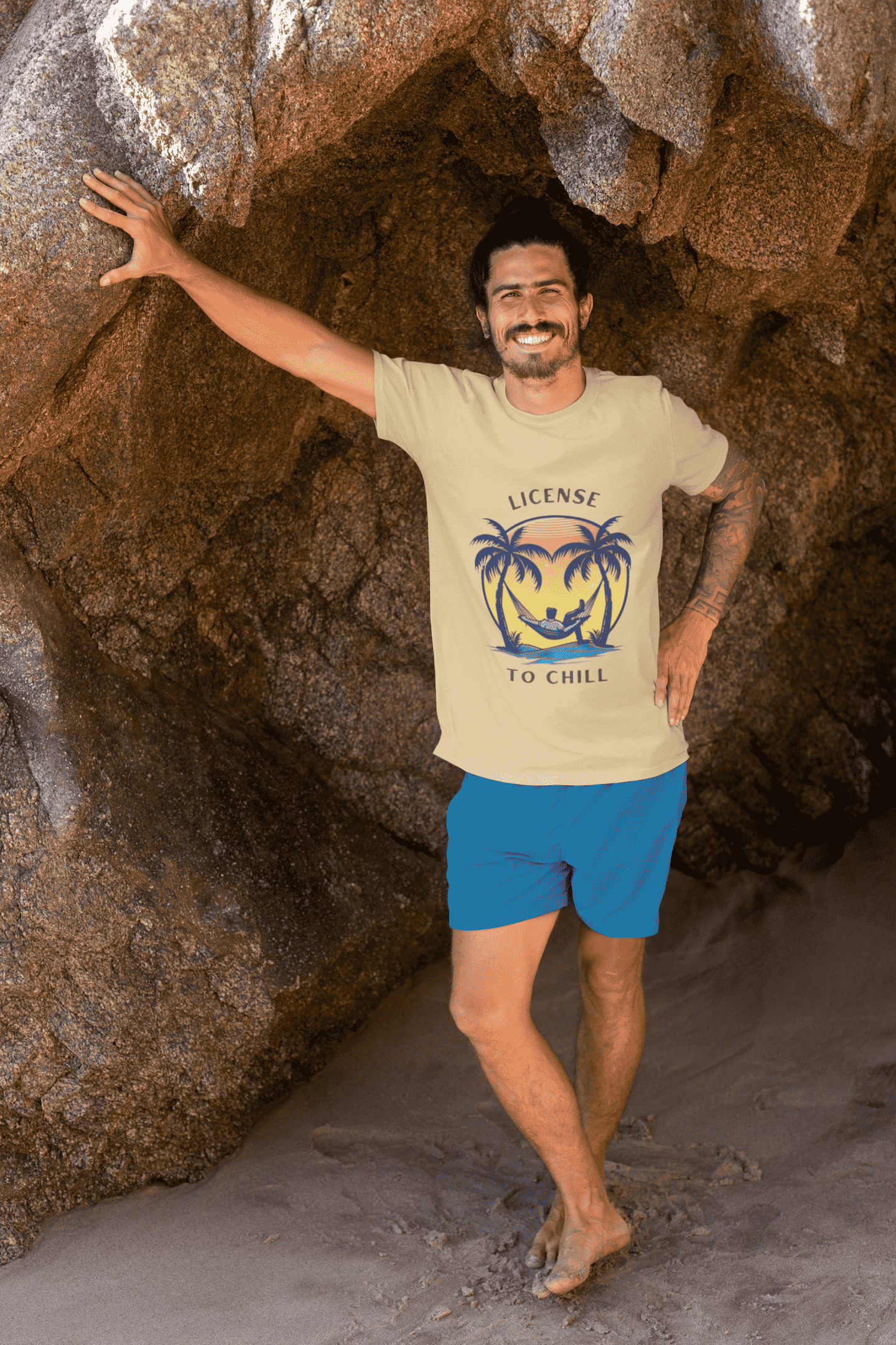 License to Chill Round Neck Beach T-shirt for Men