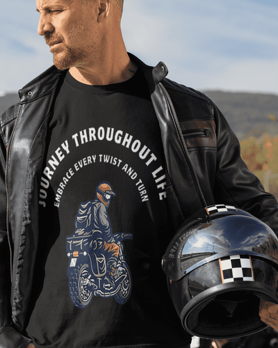 Journey Throughout Life Round Neck Full Sleeve Bike T-shirt for Men