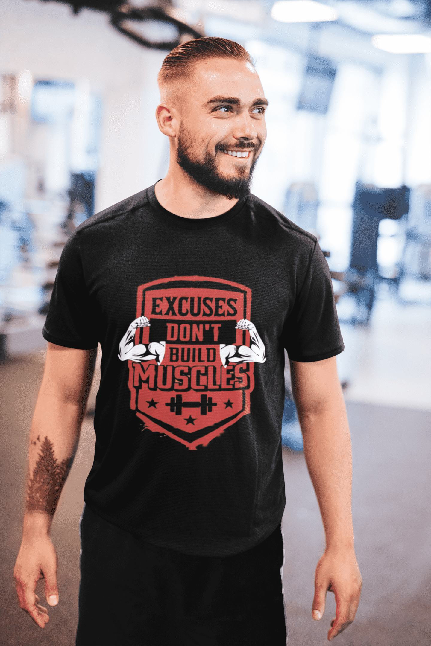 Excuses Don't Build Muscle Round Neck Gym T-shirt for Men