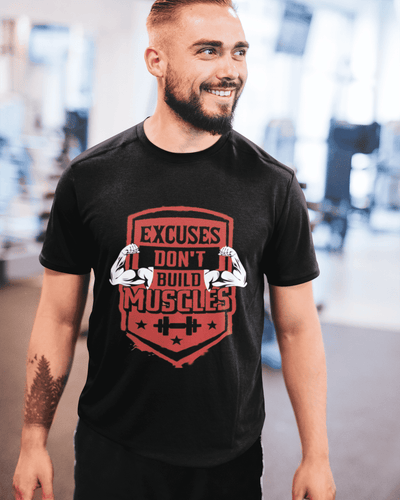 Excuses Don't Build Muscle Round Neck Gym T-shirt for Men